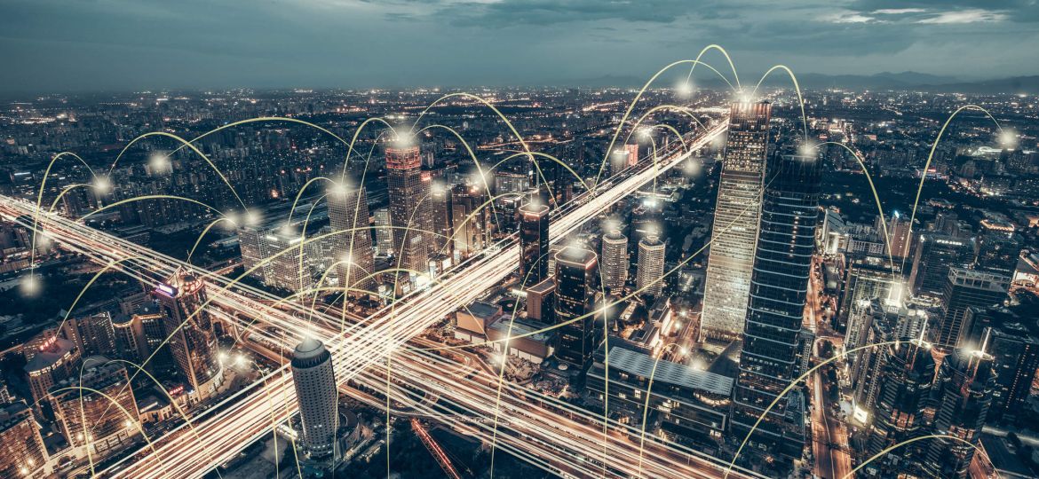 Aerial View of City Network of Beijing Skyline